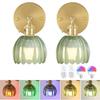 Vintage Glass Wall Sconce 2P RGB Rechargeable Bulb Wiring Free For Living Room Bedroom Study Room Cloakroom Stairwell Decor Lamp
