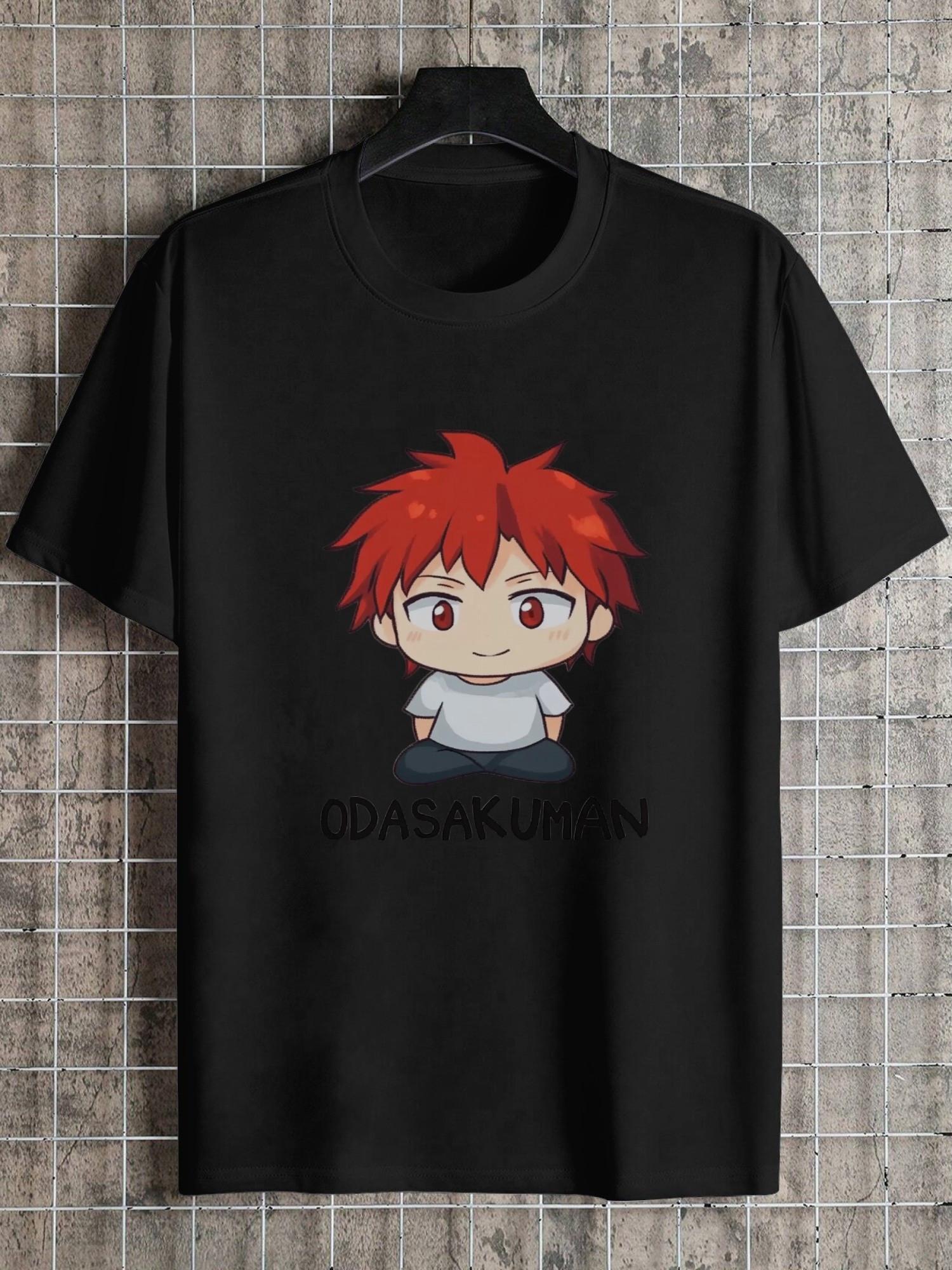 Casual Anime Chibi Graphic T-shirt - White & Red Hair Manga Character Design XXXL