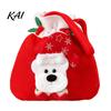 Drawstring Candy Pouches Christmas Flannel Bags, Fruit Cookie Packing Bag, Cute Holiday Goodie Bags Snowman/Santa/Elk Gift Wrap Bag for Presents,