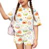 Kids Casual Short Sleeve Top and Shorts Set Animal Print Lightweight Soft Fabric Summer Outfit for Boys and Girls Comfortable Fit