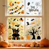 Holiday Glass Decoration Stickers 4 Sheets Halloween Electrostatic Stickers, Cartoon Pumpkins Castle Bats Window Easy Remove Clings PVC Waterproof