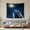 Realistic Wolf Howling At Full Moon Tapestry Wall Hanging Living Room Bedroom Decor Cold Tone Wildlife Background