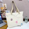 Lazy wind solid color canvas bag small fresh student bag commuter large capacity portable shoulder tote bag women