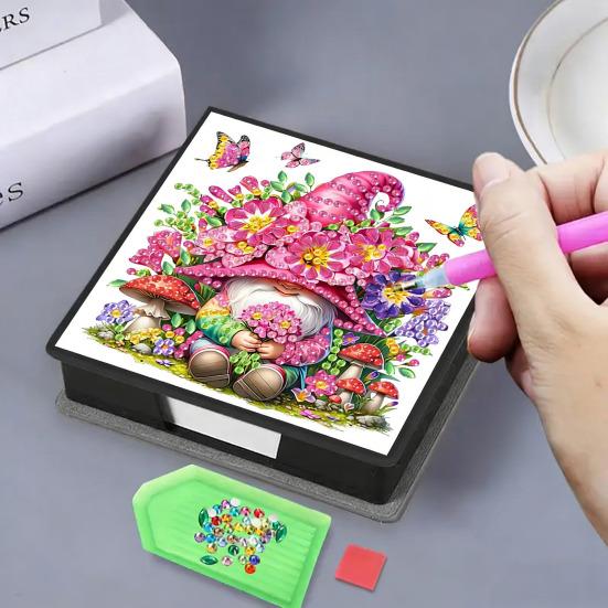 DIY Note Box Diamond Art Kit Sticky Note Holder Craft Set Diamond Art Project Memo Pad Holder DIY Kit for Gift And Home Office Desk Decor