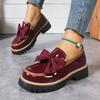 Modne Loafersy Duże Rozmiary na Wiosnę i Jesień Dla Kobiet Brytyjski Styl Kokardka Skórzane Buty Gruba Podeszwa Gruba Podeszwa Retro Buty