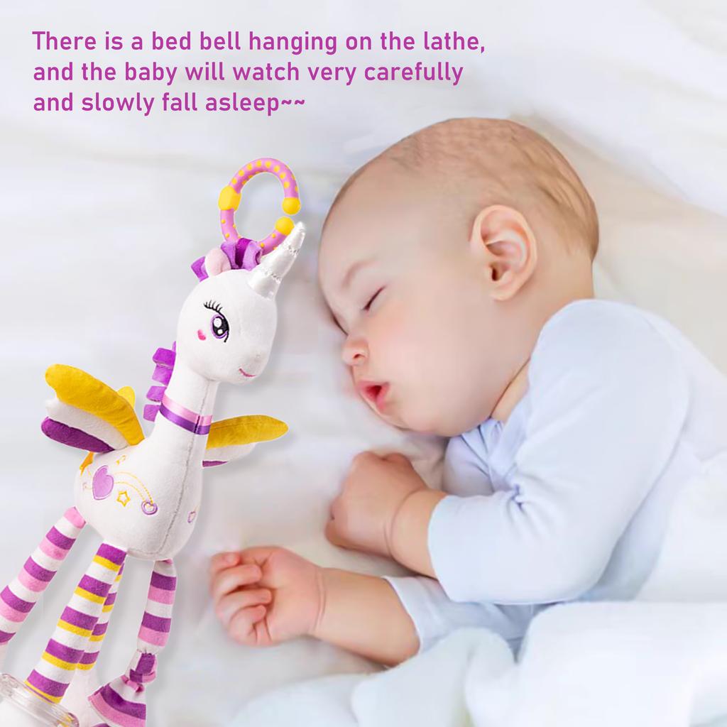 Small Baby Cartoon Animal Shape Bed Bell, Pram Hanging Bell, Fairy Unicorn Multi-function Bed Bell with Silicone Teether Gift