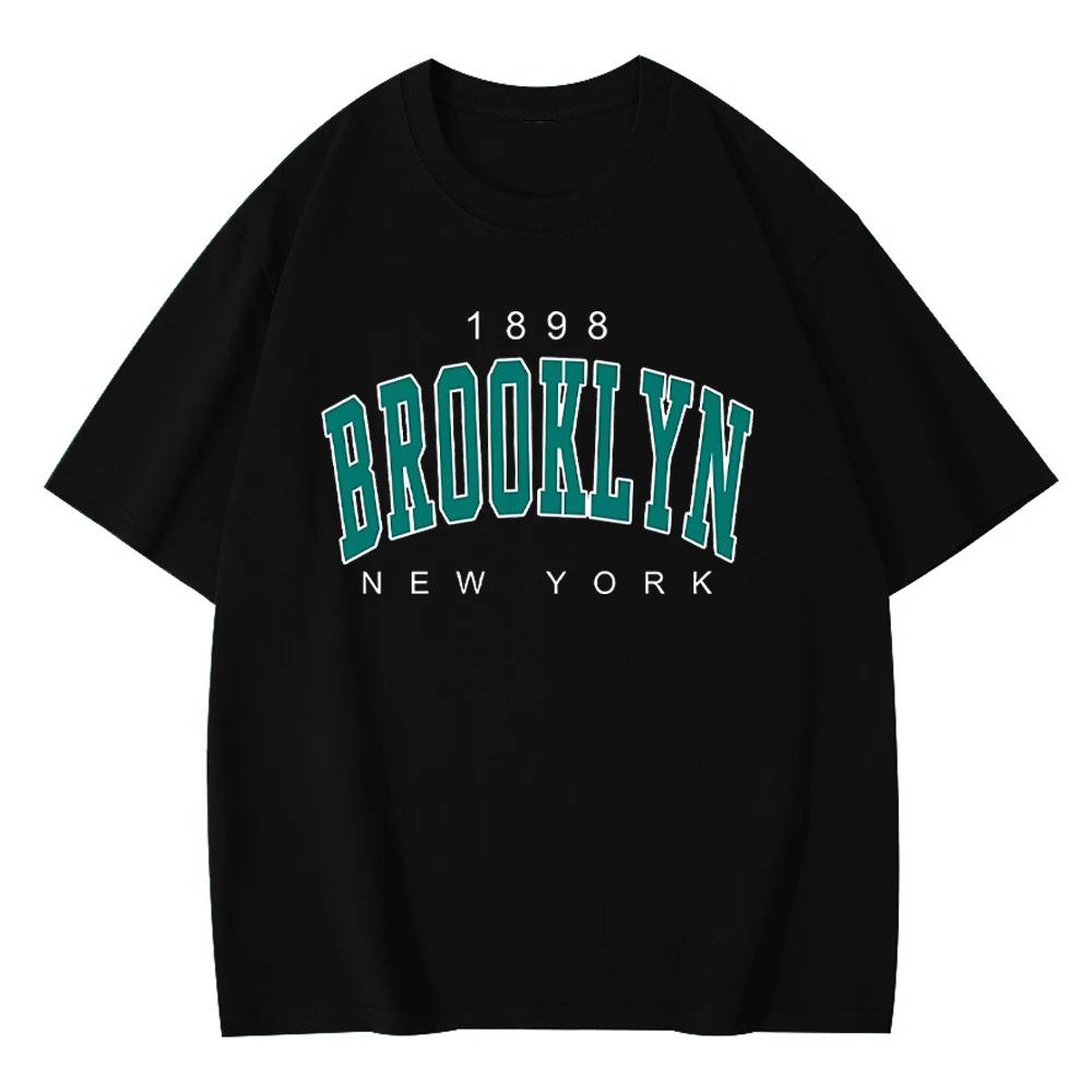 Brooklyn 1898 New York T-Shirt Summer Cotton Letter Printed T Shirt Men Women Harajuku Casual Short Sleeve Hip Hop Streetwear