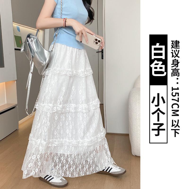 

White irregular skirt women s spring summer new high waist a word skirt long skirt lace cake skirt xl [ 63-70kg ]