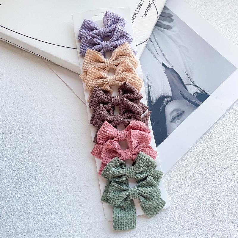 10Pcs/Set Solid Color Ribbon Kids Bows Hair Clips Baby Girls Handmade Bowknot Hairpin MiNi Barrettes Hair Tie Accessories
