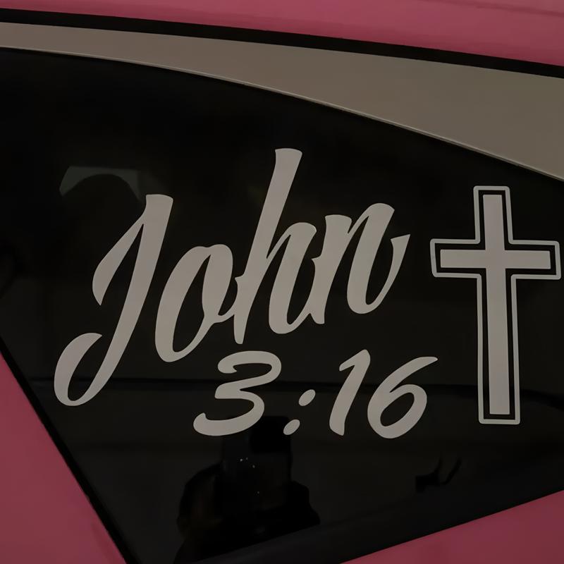 Das Kreuz beten Johannes 3:16 kreative & lustige Aufkleber für Cartoon-Fans & Liebhaber, hohe Qualität für Autos, LKWs, Motorräder & Laptops