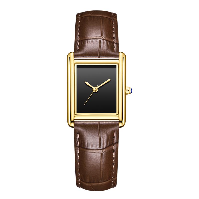 Leather Strap Square Quartz Couple Watches: Waterproof, Simple, Fashionable Design for Men and Women
