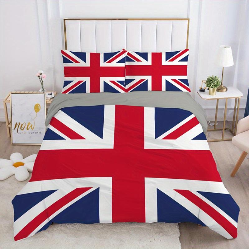 3pcs Britain National Flag Print Duvet Cover Set 1 Duvet Cover+2 Pillowcase All Season Soft Breathable Microfiber Bedding Set