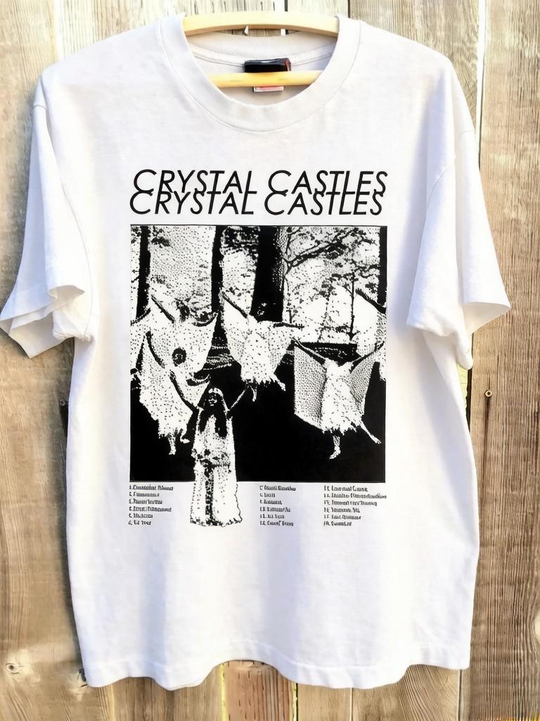 Unisex Crystal Castle Pattern Retro Style Summer New Retro Casual Unisexs and Womens Fashion 2000s Style Tshirt S