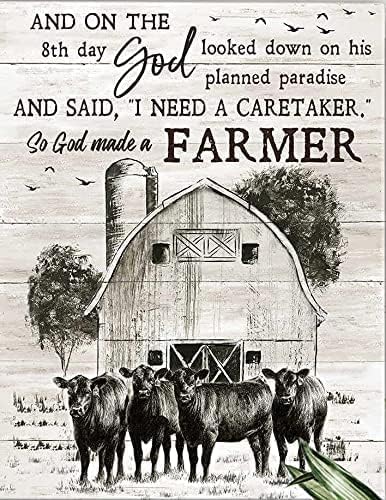 Retro Tin Signs Farmhouse Angus Cow So God Made A Farmer Farmhouse Tin Signs Vintage Bar Club Cave Home Kitchen Wall Decor Rusti 20x30cm(7.8x11.8inch)