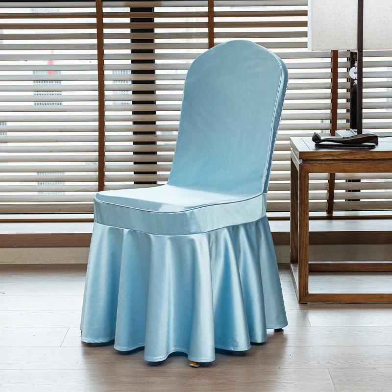 

1шт чехол для стула для свадьбы украшение для вечеринки спандекс с юбкой плиссировка использование эластичный стрейч обеденный роскошный день рождения отель банкет