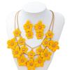 Exquisite Double Flower Necklace & Three-Dimensional Floral Earrings Set