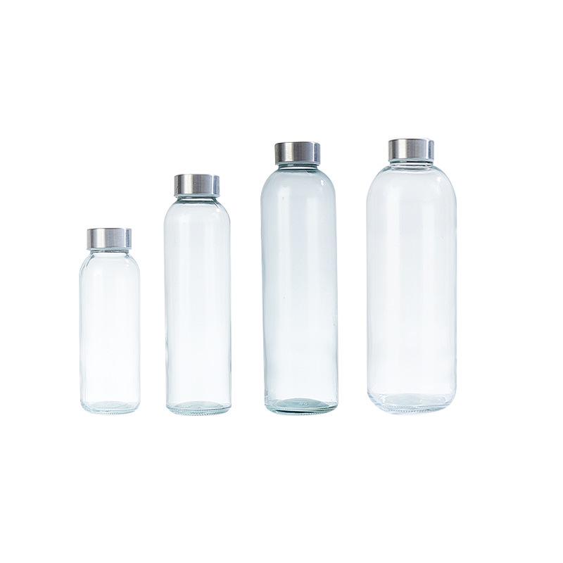 Tragbare Wasserflasche aus hochborosilicate Glas mit Edelstahldeckel für Outdoor-Sportarten