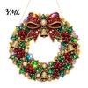 DIY Heimurlaubsdekoration Acryl Weihnachten Kunstperlen Aufhänge-Set, Beleuchteter Kranz 3D Perlen Bastelmalerei Set Kit mit LED-Lichterkette,