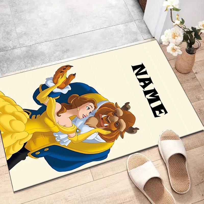 Custom Princess Mat Personalized Name, Polyester Washable Indoor Entryway Rug, Gift for Christmas, Easter, Thanksgiving Day