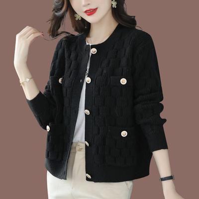 Women's Loose Solid Color Jacket Short Knit Cardigan Casual Cardigan