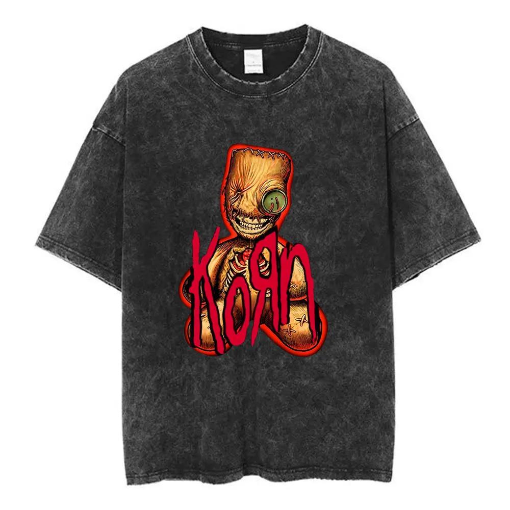 Korn Follow The Leader Got The Life Washed T Shirts Men Women Classic Metal Gothic Rock Band Tshirts Vintage Oversized Tshirt