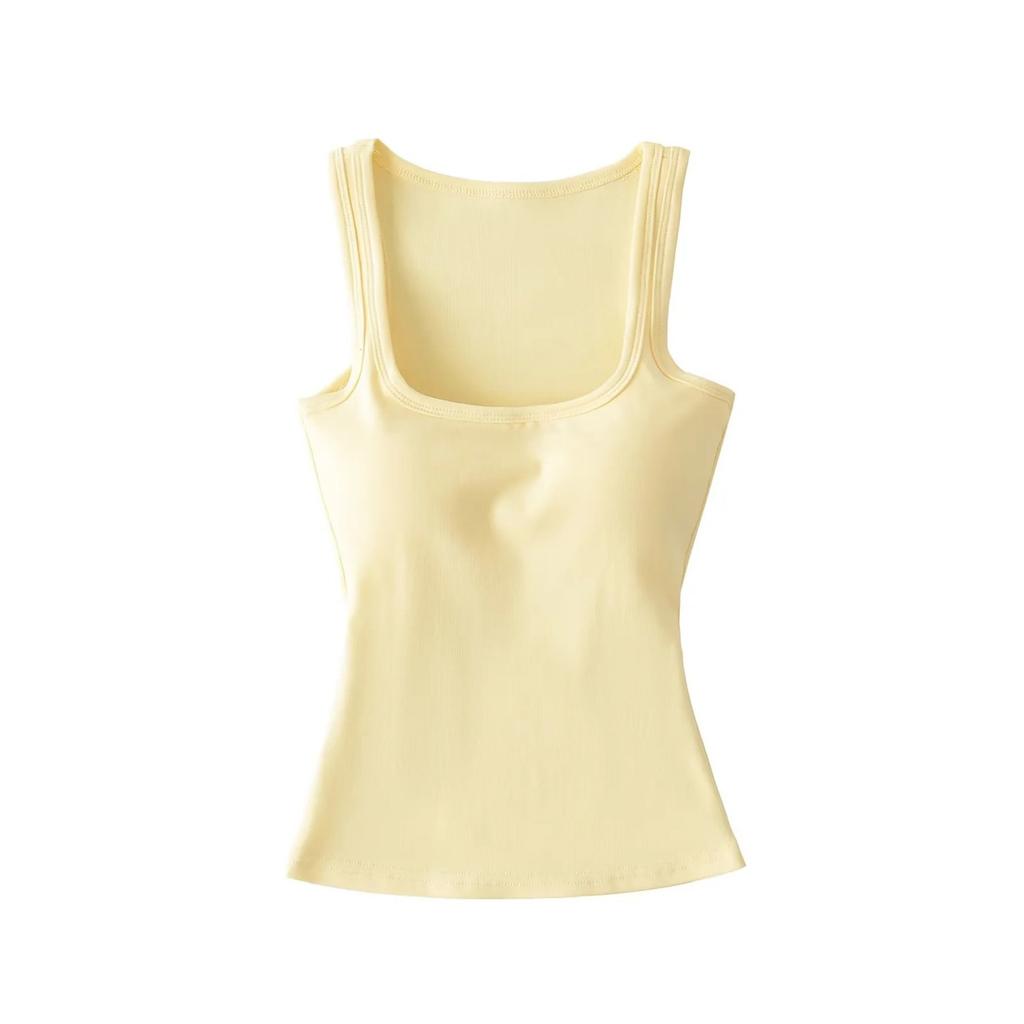 Women's Square Neck Sleeveless Tank Top Slim Fit Solid Color Basic Casual Camisole