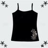VAYLA Y2K Vintage Nero Top con Bretelle Donna Harajuku Stampa Floreale con Borchie Mini Canottiera Cotone Gotico Sexy Hottie Abbigliamento Estivo