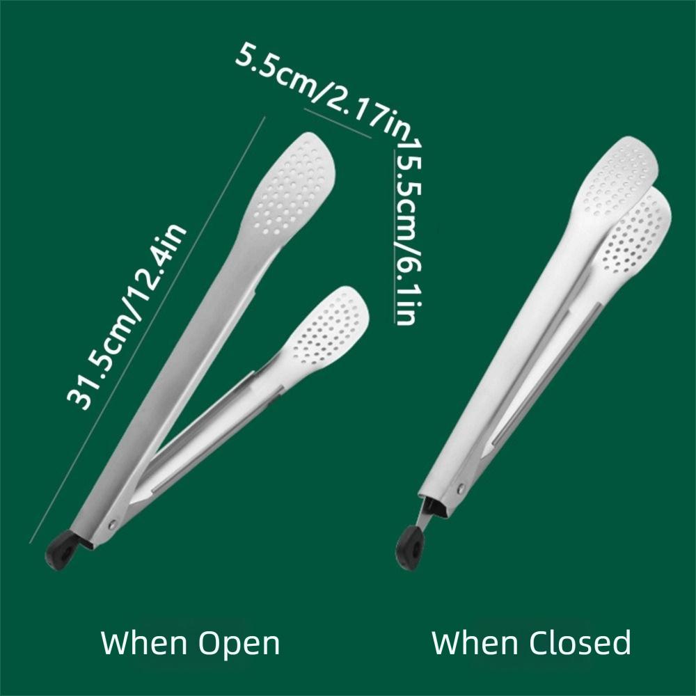 Stainless Steel Outdoor BBQ Clamps Long Handle Kitchen Cooking Clip Food Tongs  Home Kitchen