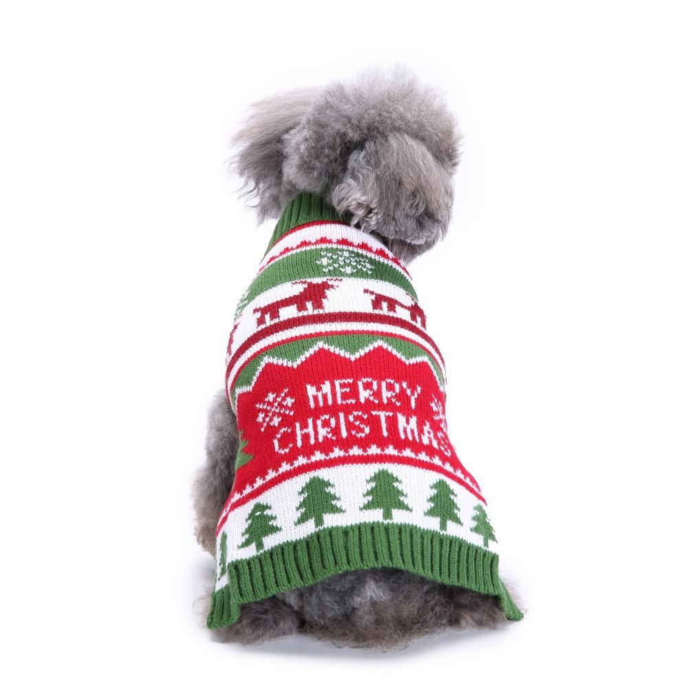 Pet clothes Christmas snowflake sweater, small dog striped turtleneck knitted sweater dog sweater autumn and winter