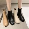 Coarse Heel Short Boots Women's New Autumn and Winter Simple Temperament Martin Boots Square Head Velvet Warm Fashion Boots