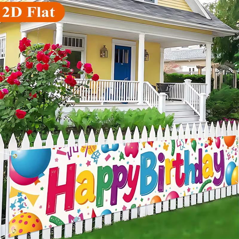 2D Multicolor Letter Birthday Banner, Festive Balloon Party Wall Decor