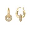 European & American Style Brass Gold-Plated Zircon Double Circle Women's Fashion Earrings