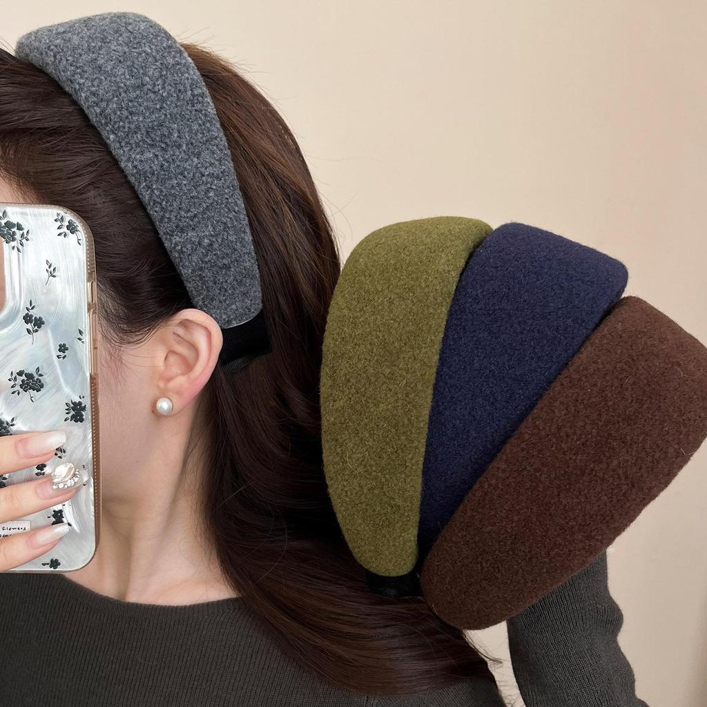 Damen Woll-Stirnband mit breiter Krempe, Herbst/Winter, Retro Koreanischer Stil Haarschmuck für den täglichen Gebrauch und zum Haarewaschen.