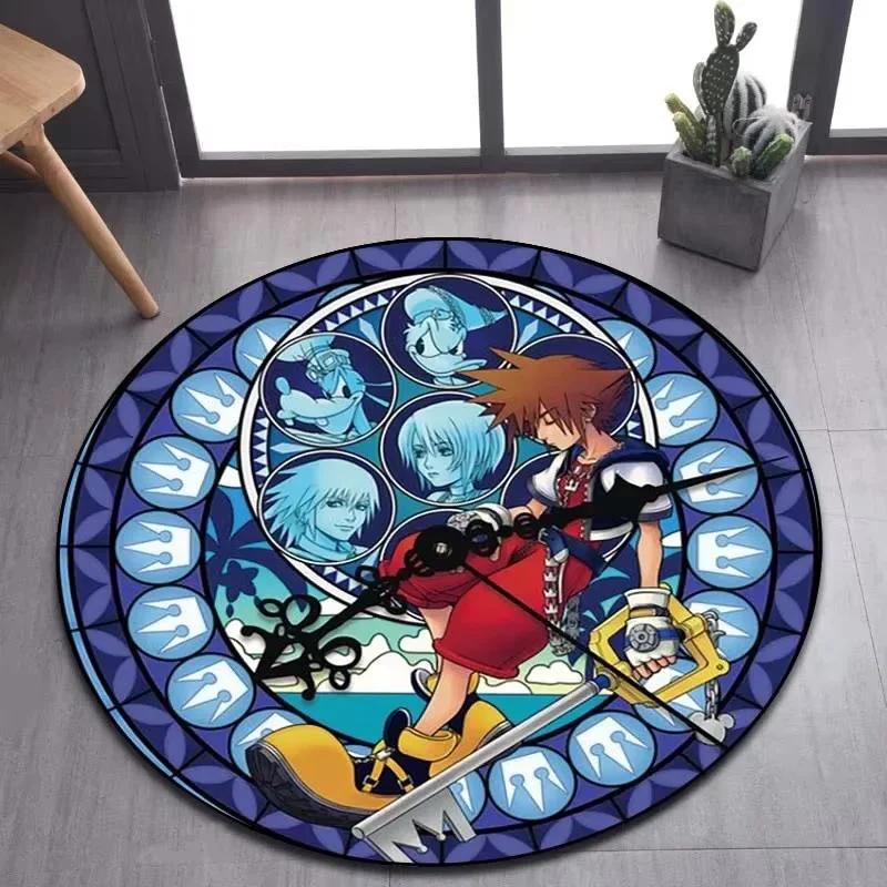 Alfombra Redonda Kingdom Hearts - Felpudo Antideslizante de Dibujos Animados para Sala de Estar, Baño, Cocina y Felpudo
