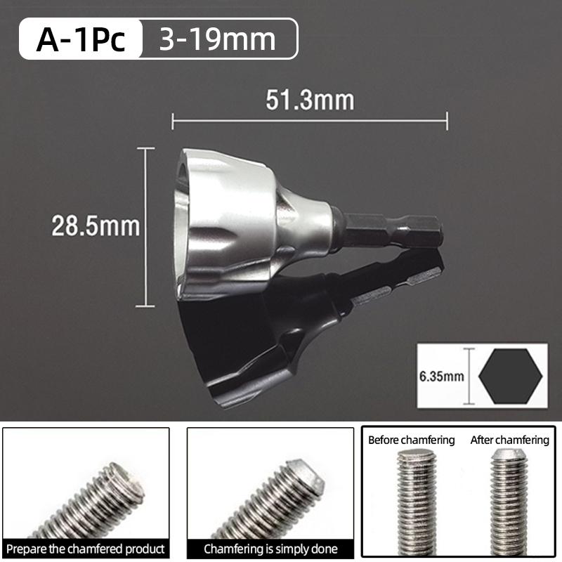3-19MM Deburring External Chamfer Tool Stainless Steel Metal Drilling Tool Remove Burr Clean Bolt Tools Hex Tool Accessories