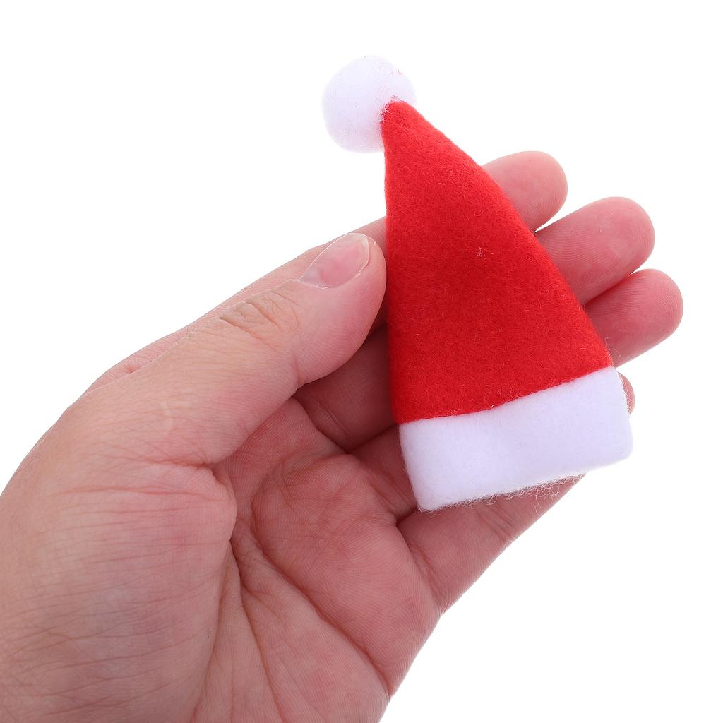 30Pcs Mini Santa Hats Rustic Festive Christmas Party Utensil Holders Lollipop Covers Wine Bottle Decoration Holiday Tableware
