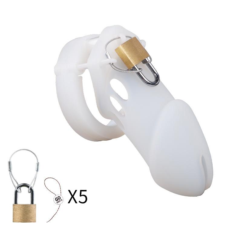 7 Colors Silicone Male Chastity Device Cock Cage Sex Toys With 5 Penis Ring Prevent Breaking Free Standard Short Cages Sex