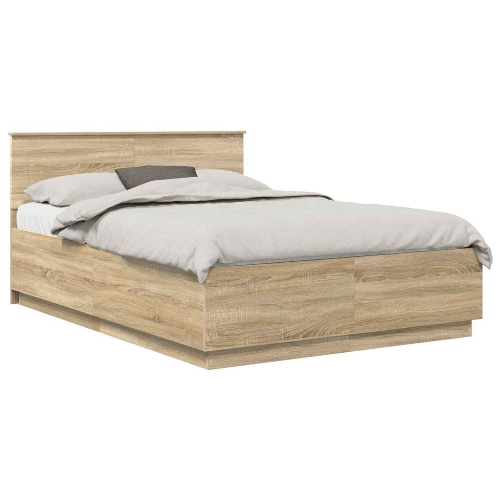 Bed Frame with Adjustable Headboard in Sonoma Oak 140 x 200 cm Wood Based Panel