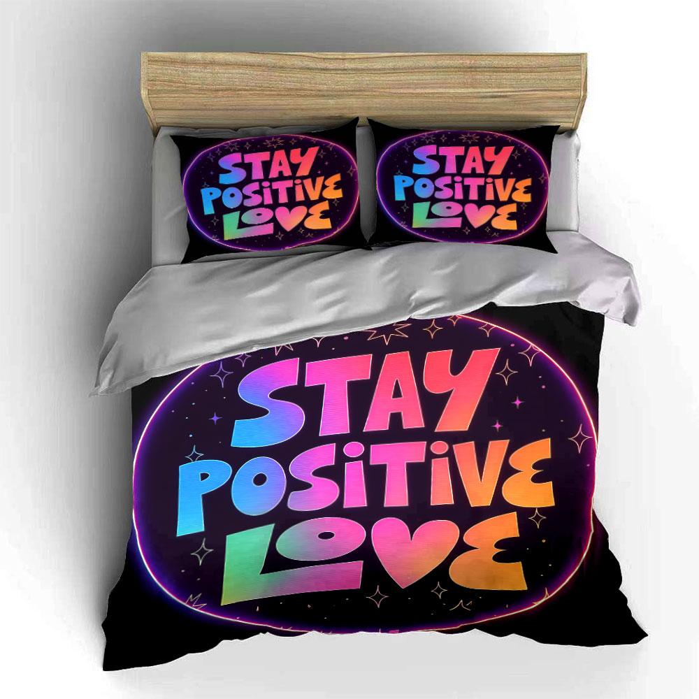 Colorful Motivational Poster Set Soft Comfortable Duvet Cover Bedding Set Included 1*Duvet Cover & 2*Pillowcases, Gift