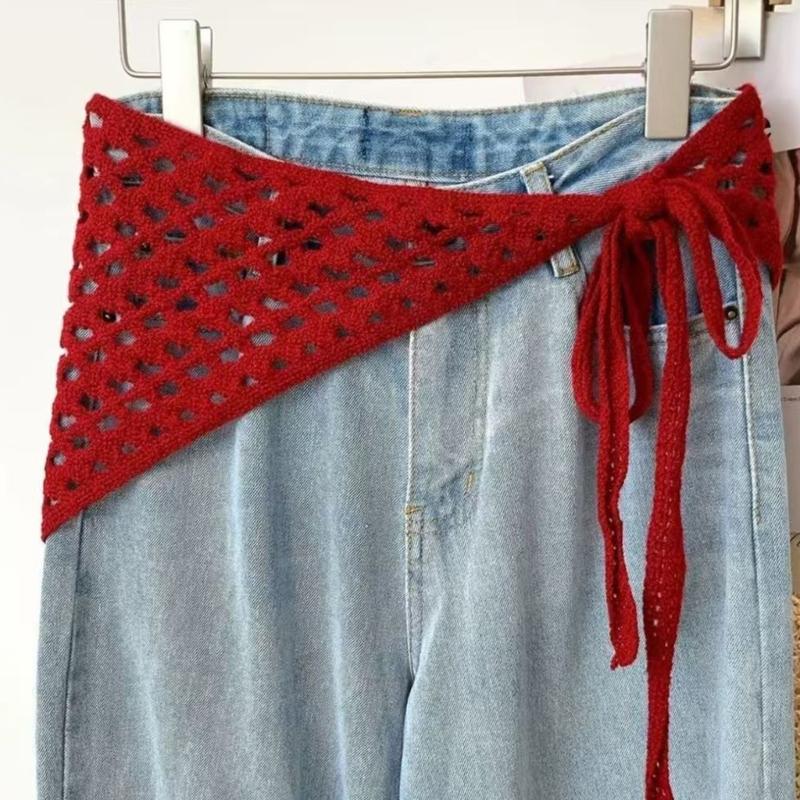 Hollowout Design Head Scarf Multiuse Head Wrap Bandana Crochet Hip Scarf For Women Girl Daily Use and Travel Dressingup