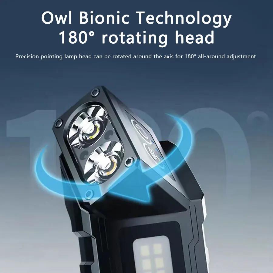 180° Powerful EDC LED Flashlight Portable Keychain Torch Sensor Headlamp Rechargeable Magnet Work Light Camping Fishing Lantern