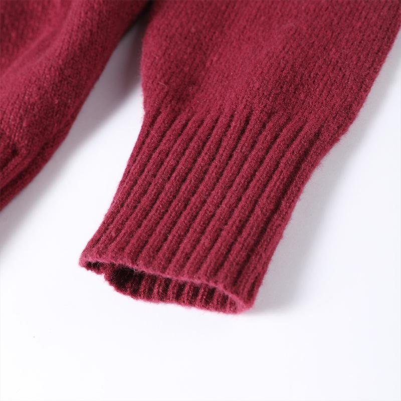 Casual Turtleneck Pullover Women Autumn Winter Dark Red Loose Sweater Female Full Sleeves Solid Color Knitwear Lady All-match Pullovers
