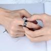 Fashion 8mm Black Stainless Steel Rings For Men Double Groove Beveled Edge Men Engagement Ring Wedding Anniversary Jewelry Gifts