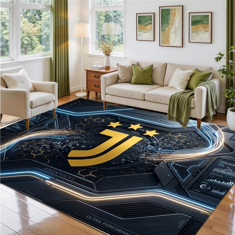 Juventus FC Design Crystal Velvet Rug Soft Decorative Mat for Bedroom Entrance