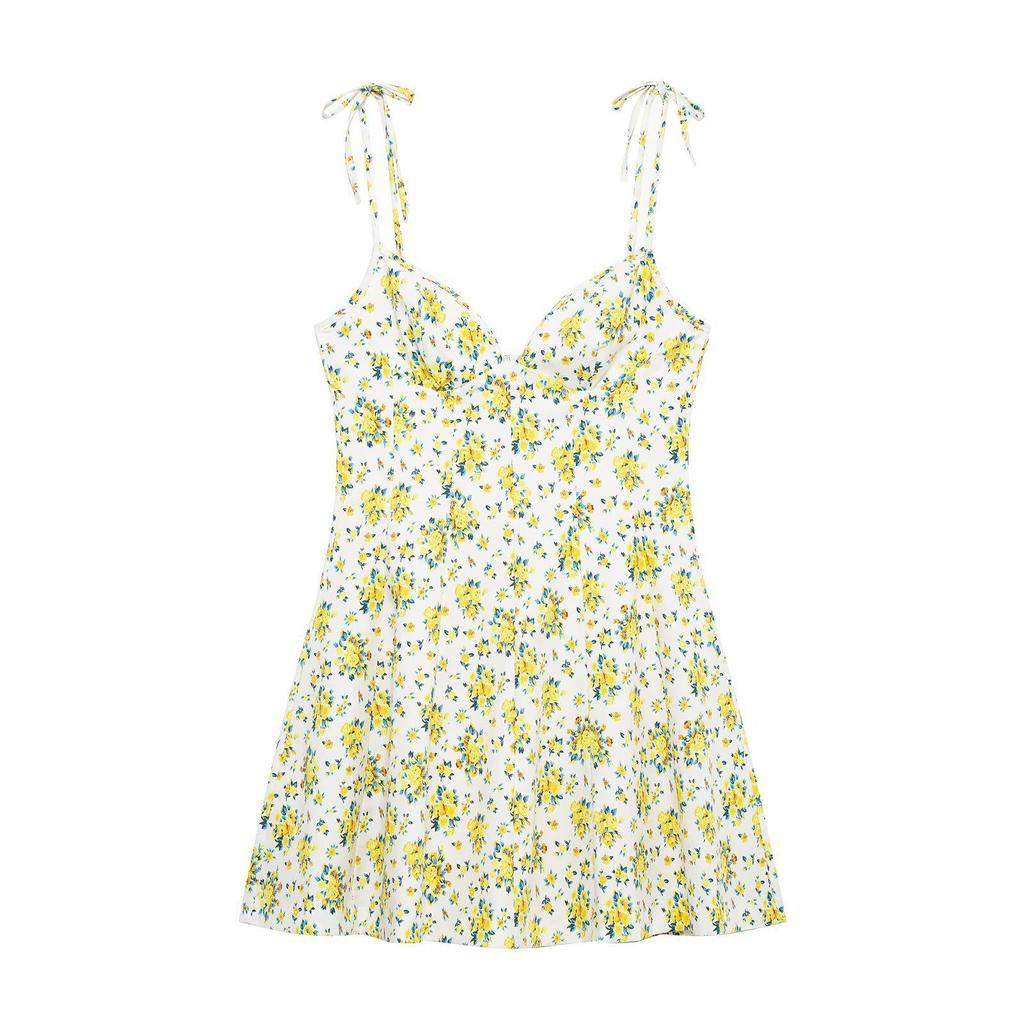Summer 2025 Women's Slim Fit Poplin Print Spaghetti Strap Dress