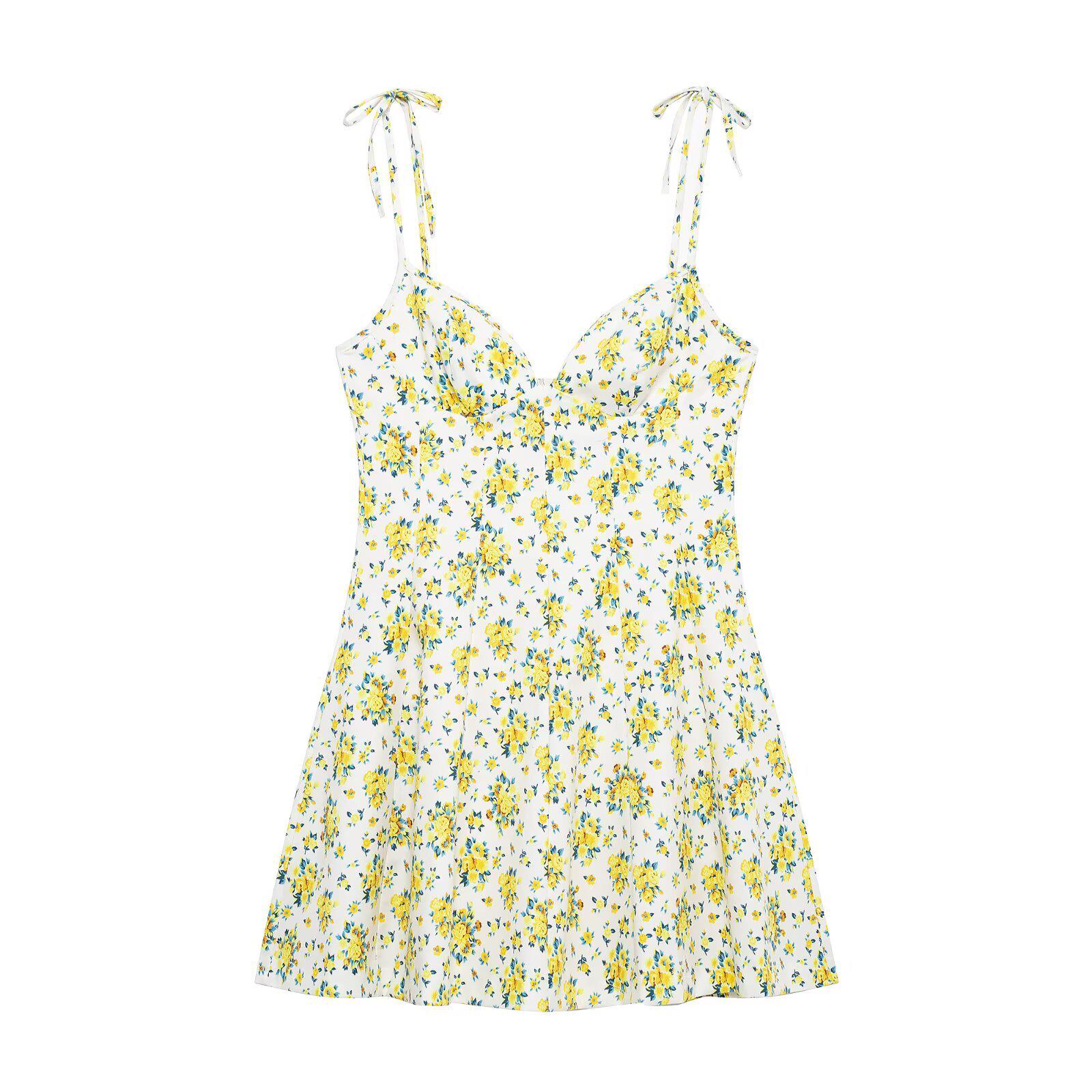 

Summer 2025 Women s Slim Fit Poplin Print Spaghetti Strap Dress S