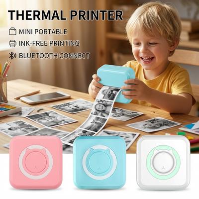 Mini Portable Thermal Printer Bluetooth Compatible iPhone Android, 58mm Paper Instant Pocket Printer for Pos, Labels Receipts