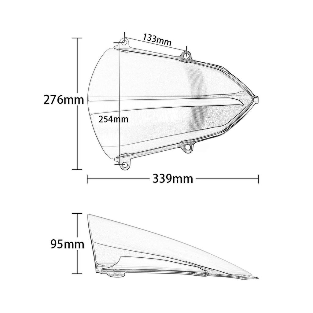 WOOGA Motorcycle Windshield Windshield Screen Panel Spoiler for Honda CBR400R CBR500R CBR 400R CBR 500R 2019 2020 2021 2022 2023 2024 Easy To Install
