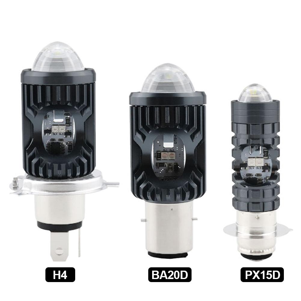 Motorcycle LED Headlight 3030 Chips Strobe Flash Beam Scooter Motorbike H4 BA20D PX15D Headlamp Headlight Bulbs