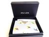 Authentic PRADA Light Blue Leather Flower Motif Bifold Wallet Compact Wallet #b268  Open box